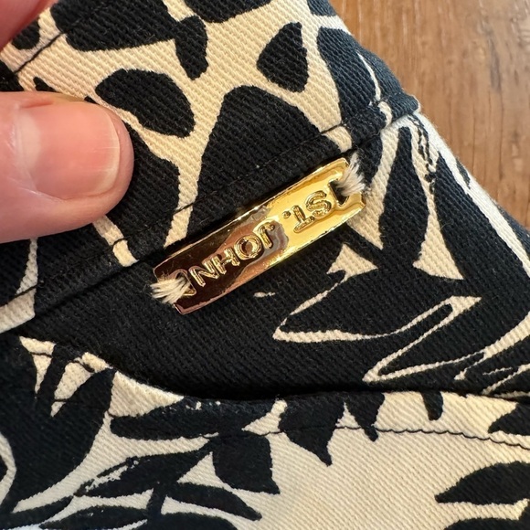 Vintage St. John Sport Marie Gray Black/Cream Floral Pattern Pant/ 6 - Picture 4 of 15